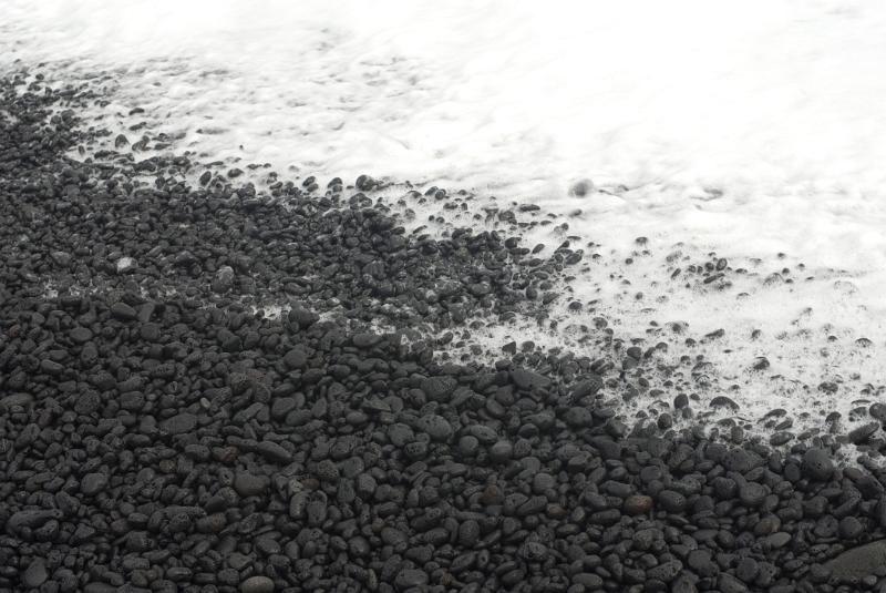 Close up Gray Scale Plenty Small Stones at Kalapana Beach Shore