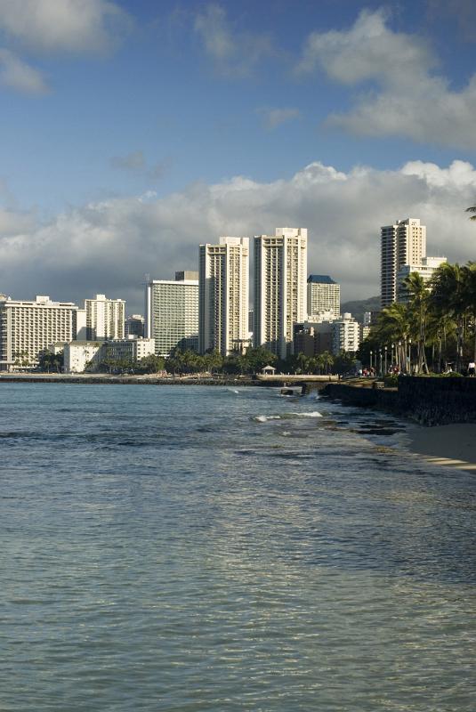 Hawaii Beachfront Resort Hotels on Sunny Day