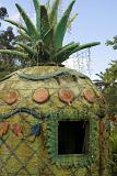 Close up Huge Pineapple-like Structure Design with Christmas Lights at Helemano Plantation