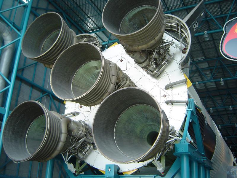 Detail of the Saturn 5 space rocket module now on display at NASA in the USA