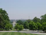 Green Trees lines Landscape at Arlington Graves in Extensive View. Isolated on Light Blue Gray Sky Background.