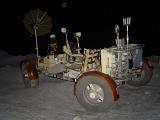 Unique Space Rover Innovative Design on Land with Black Background.