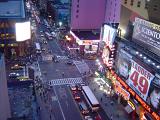 Busy Streets around Time Square at Night in Aerial View. Captured with Huge Business Buildings.