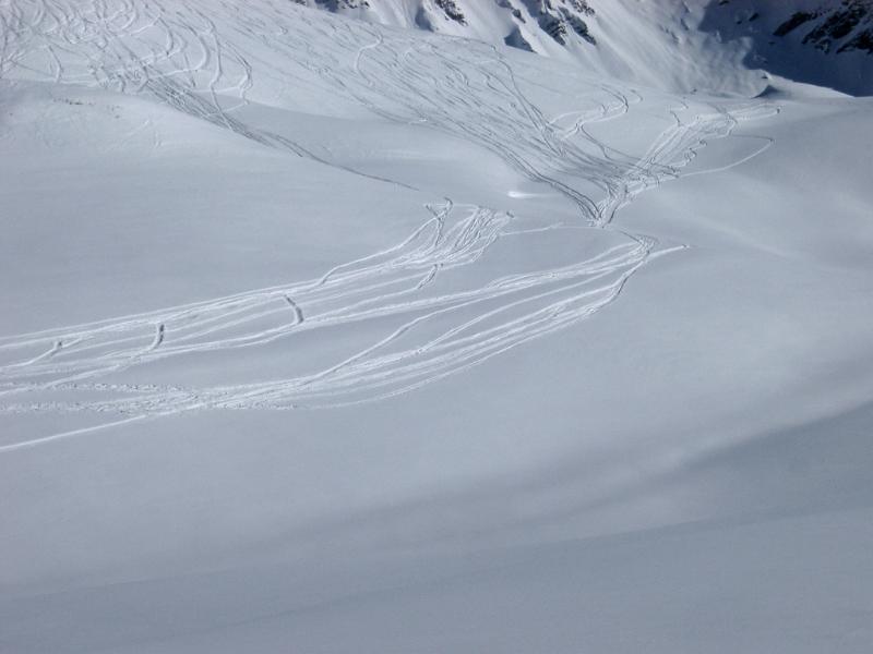 Beautiful Extensive View of Fresh Snow in Wide Snow Field with Board Trails During Winter Holiday.